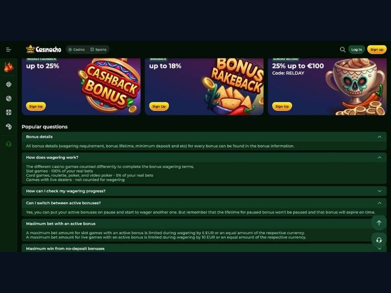 Cashback escalable Casinacho Casino vs cashback fijo del mercado español